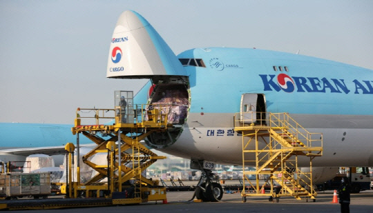해상 공급망 리스크가 커지면서 항공화물 운임이 급등한 것으로 나타났다. 사진은 대한항공 화물기. 연합뉴스